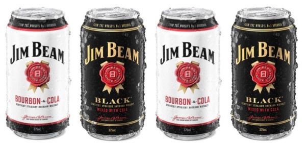 Jim Bean Bourbon and cola pre mixed cans advertisement 